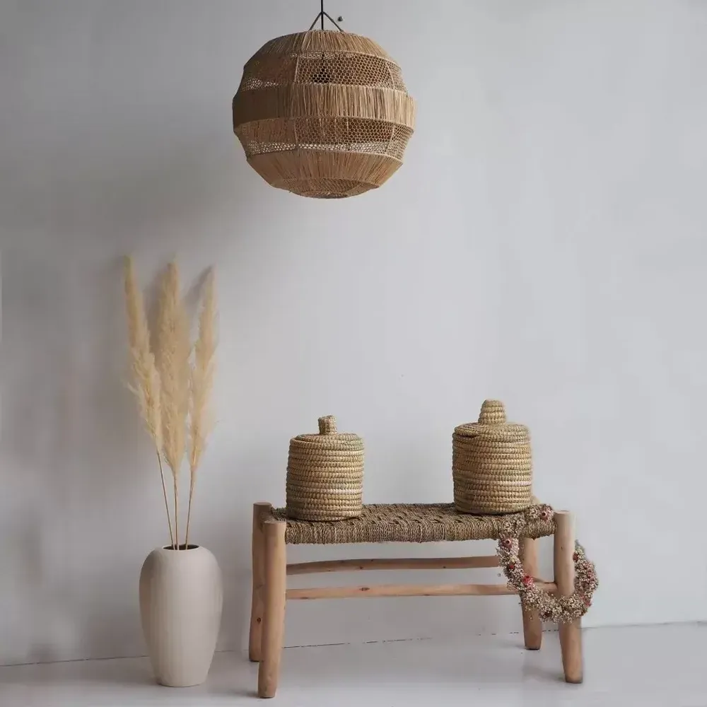 Decorative objects - Berber box in wool and natural wicker - MALOU - HYDILE