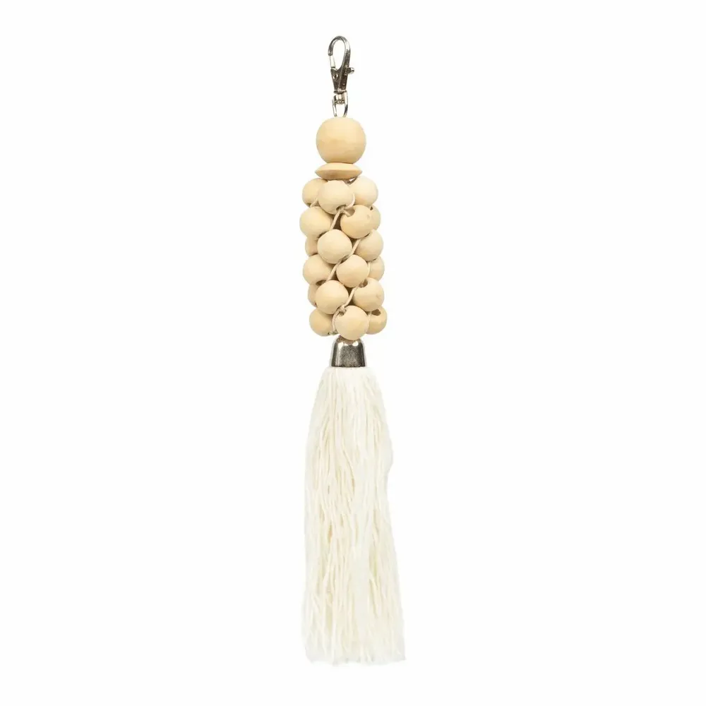 Decorative objects - The Wooden Beads Keychain - Natural White - BAZAR BIZAR LIVING