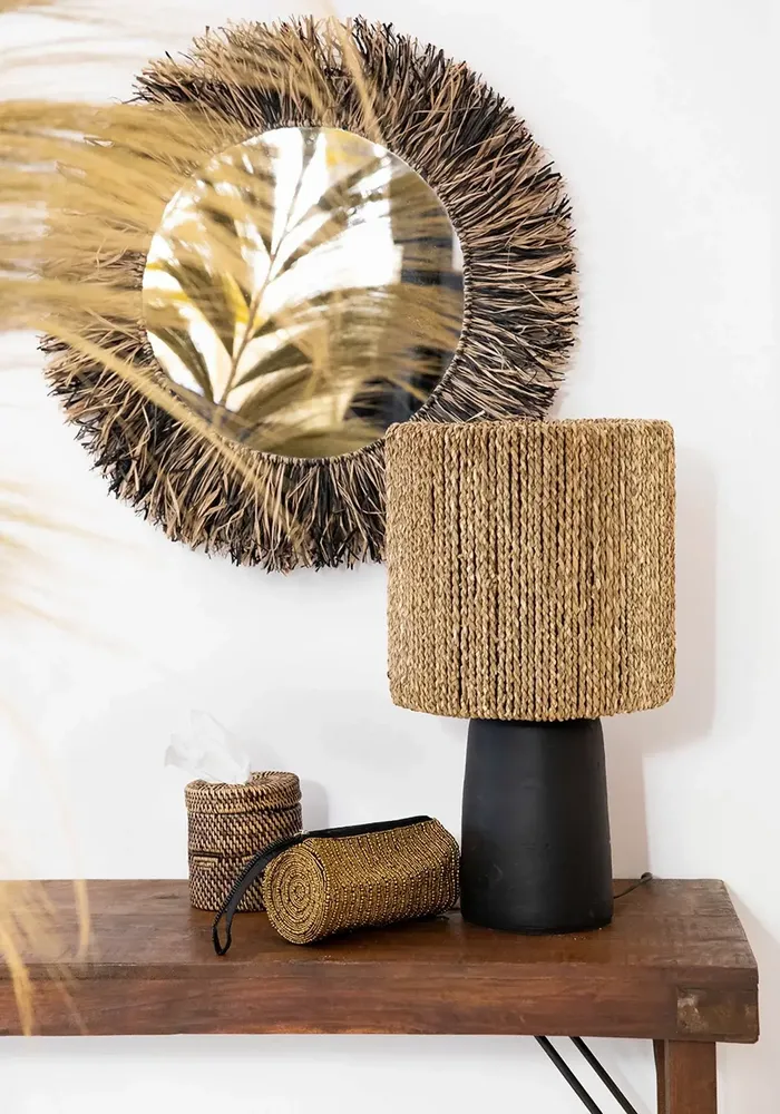 Desk lamps - The Chalki Table Lamp - Black Natural - BAZAR BIZAR LIVING