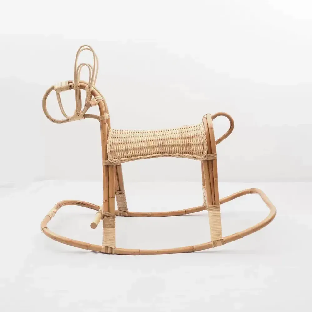 Jouets enfants - JIMY - Cheval à bascule en rotin vintage - HYDILE