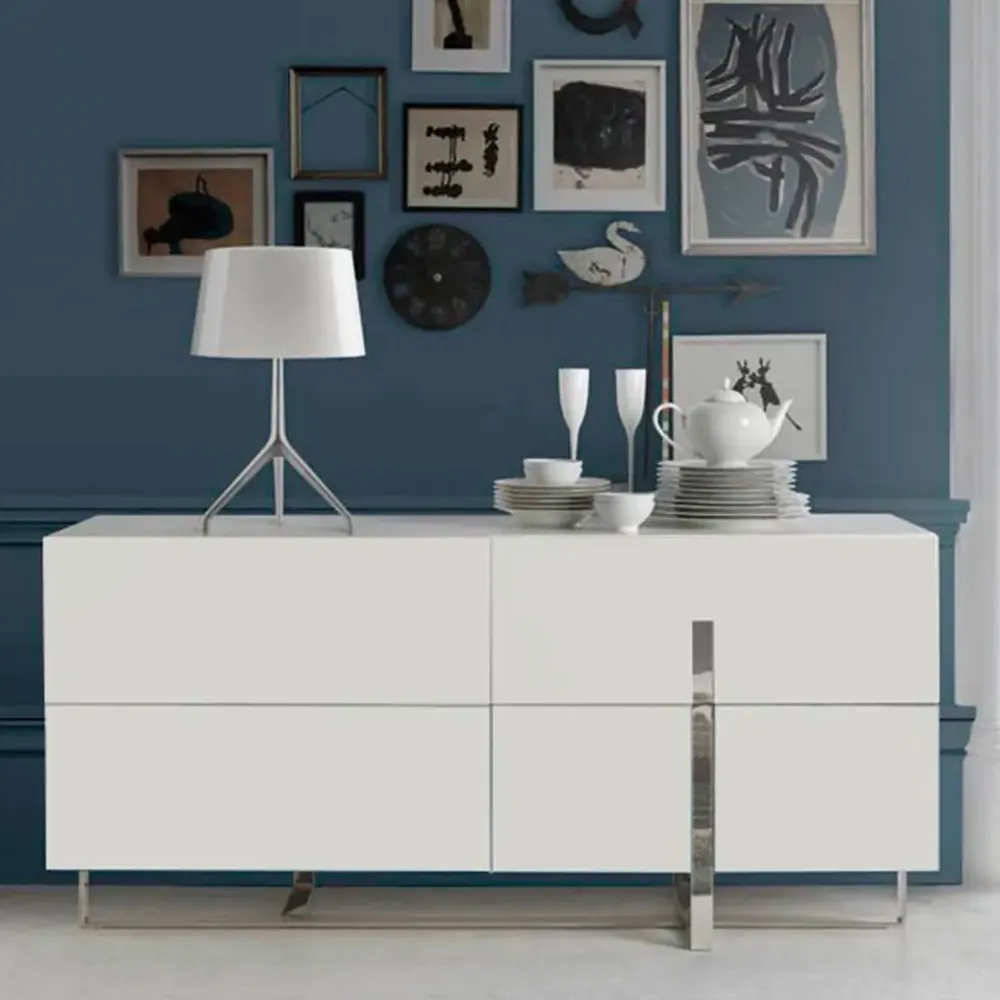 Sideboards - White sideboard with steel legs - ANGEL CERDÁ