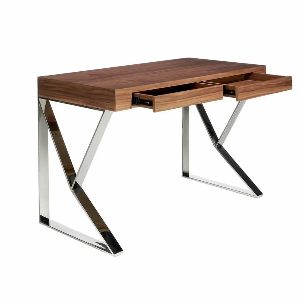 Office furniture and storage - Walnut and steel office desk - ANGEL CERDÁ