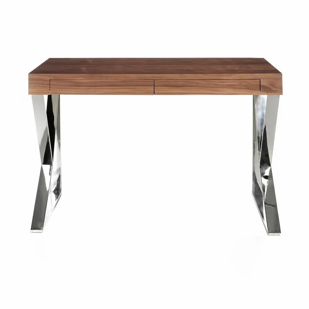 Office furniture and storage - Walnut and steel office desk - ANGEL CERDÁ