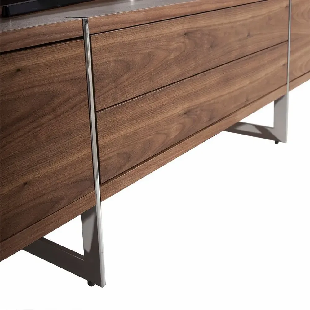 Sideboards - Walnut TV cabinet with steel legs - ANGEL CERDÁ