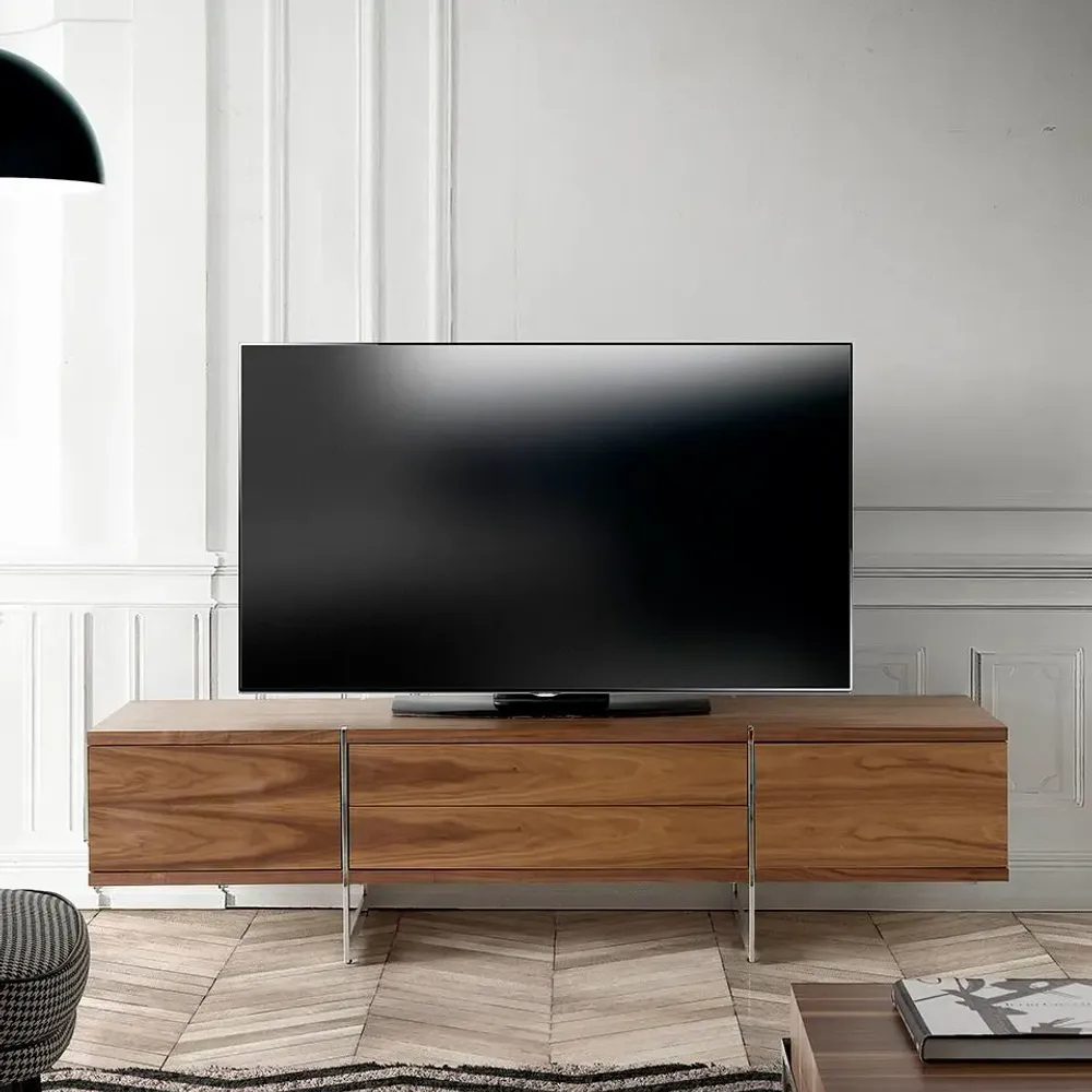 Sideboards - Walnut TV cabinet with steel legs - ANGEL CERDÁ