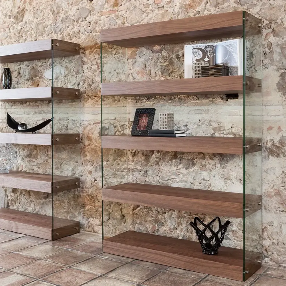 Mobilier et rangements pour bureau - Bibliothèque en noyer et verre - ANGEL CERDÁ