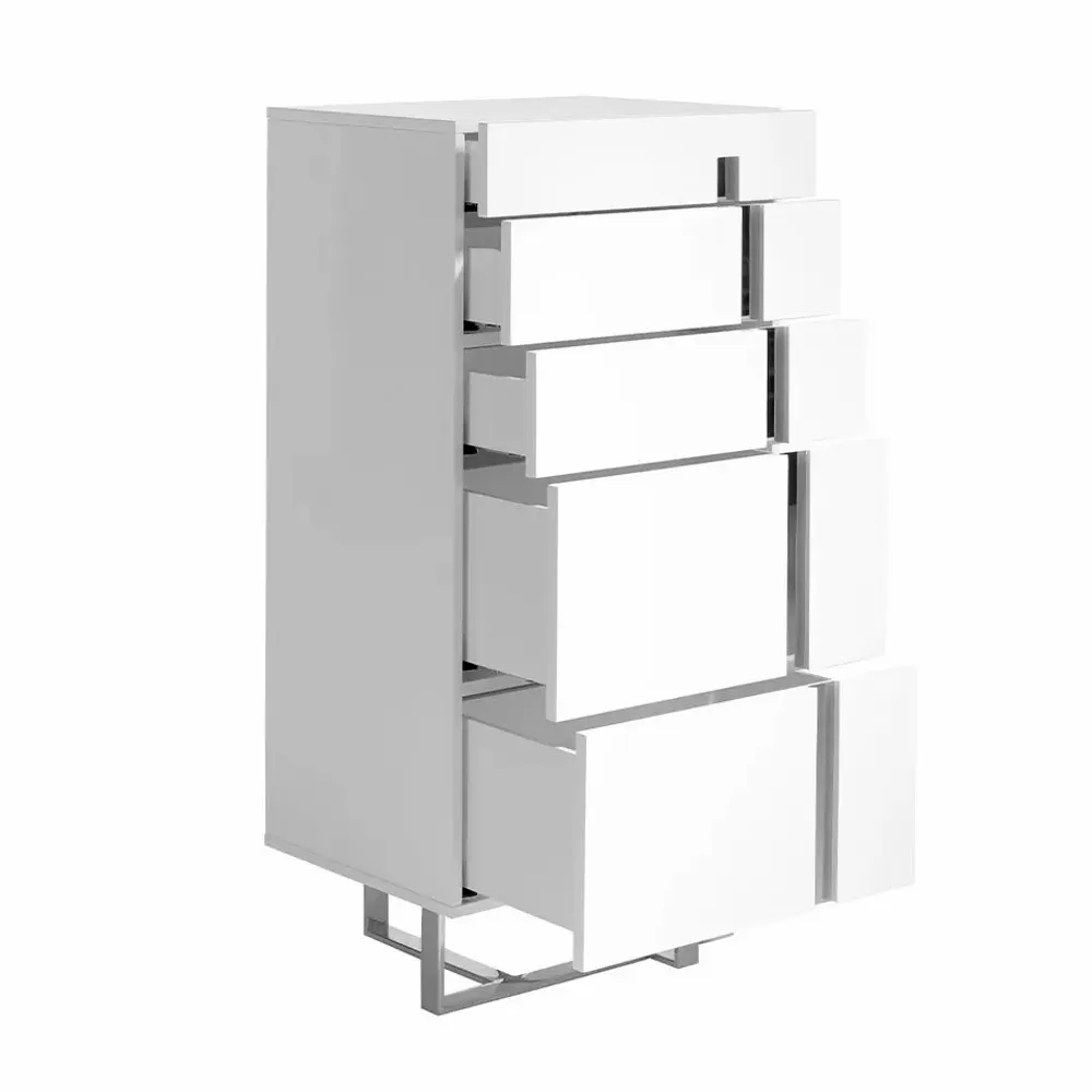 Chests of drawers - Chiffonier white and chromed steel - ANGEL CERDÁ