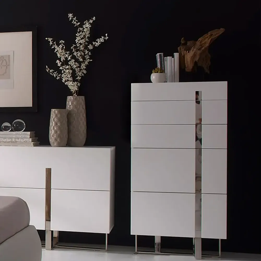 Chests of drawers - Chiffonier white and chromed steel - ANGEL CERDÁ