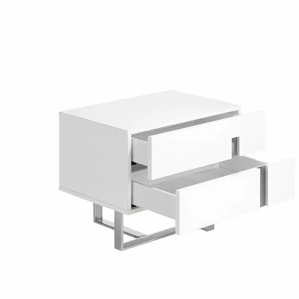 Night tables - White and steel bedside table - ANGEL CERDÁ