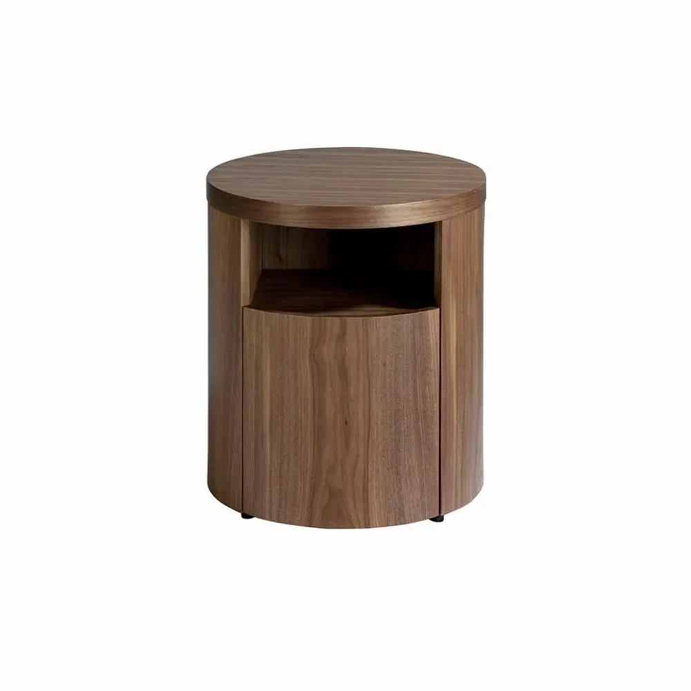 Tables de nuit - Table de chevet ronde en noyer - ANGEL CERDÁ