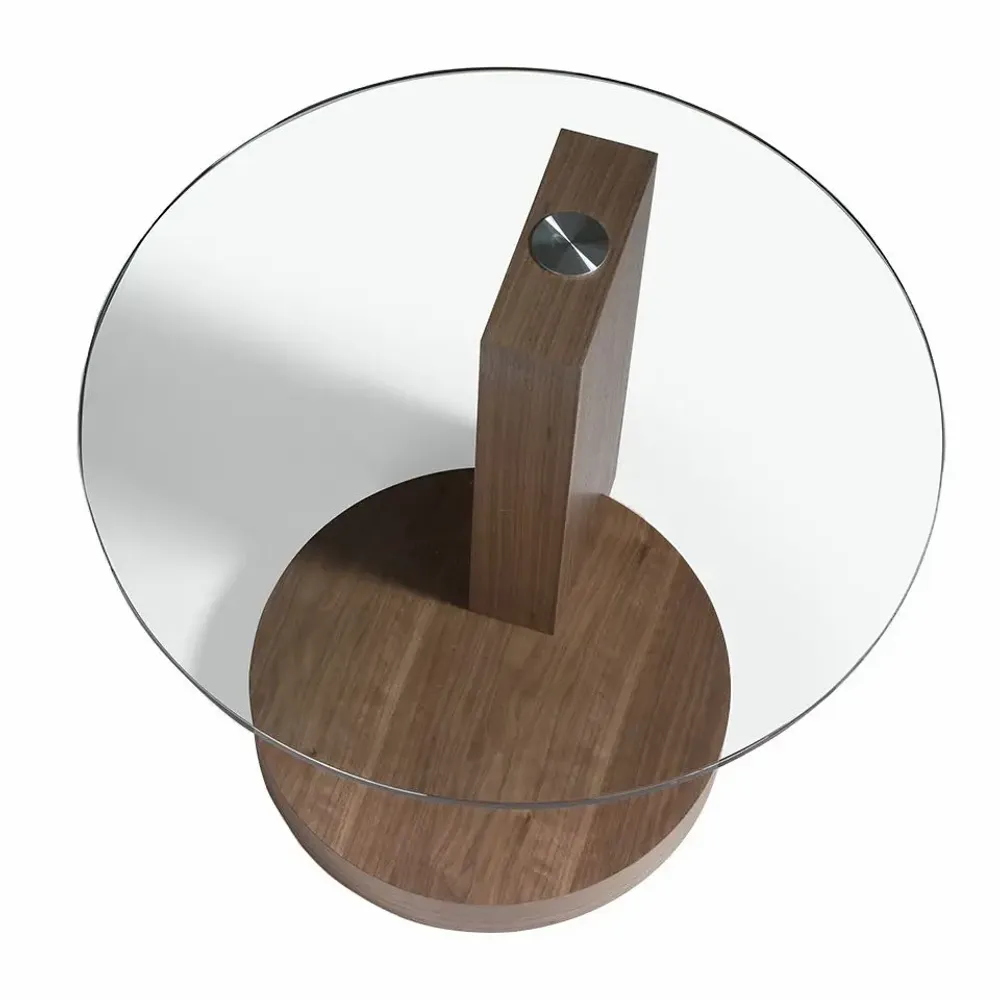 Tables basses - Table d'angle ronde en noyer - ANGEL CERDÁ