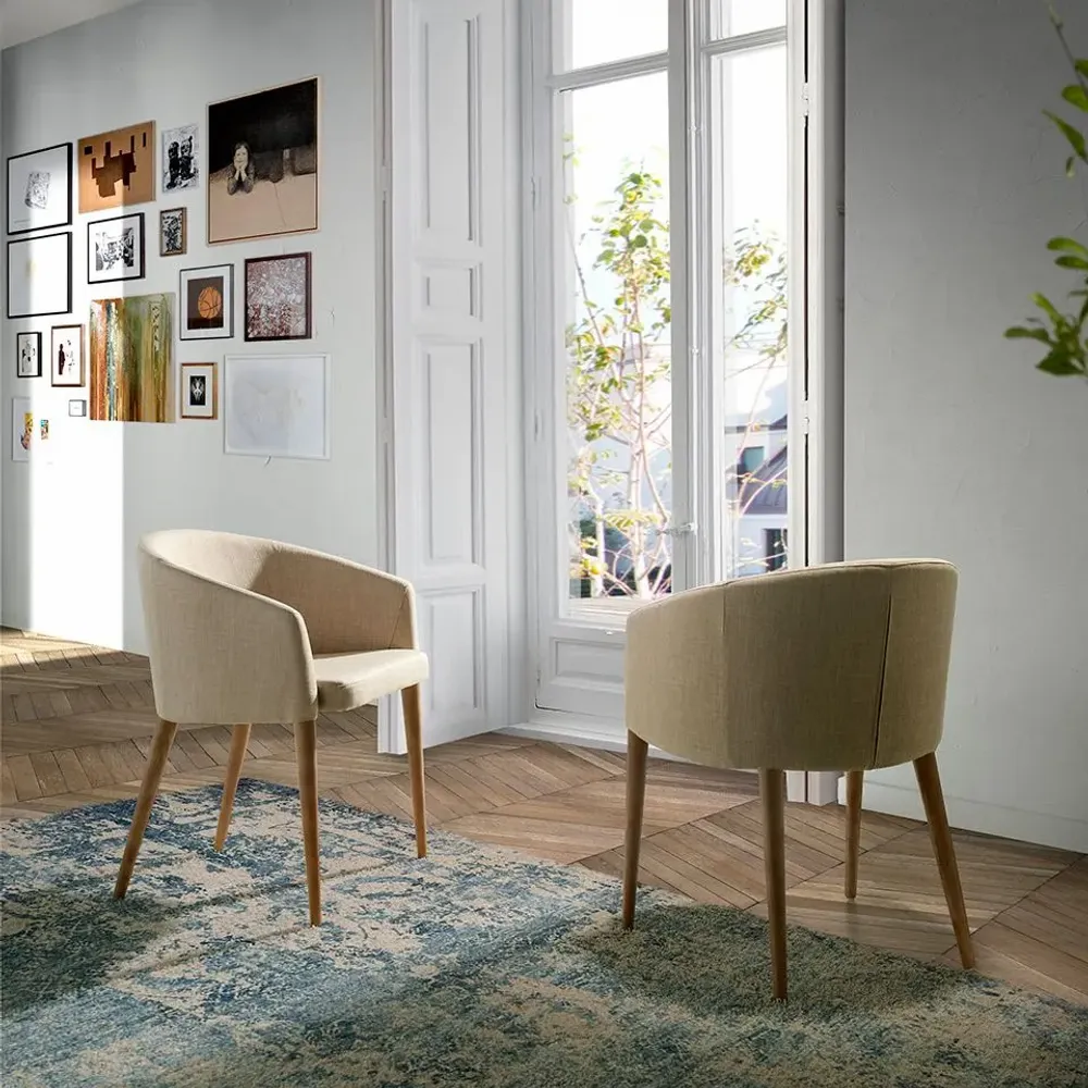 Chaises - Chaise de table à manger rembourrée en tissu - ANGEL CERDÁ