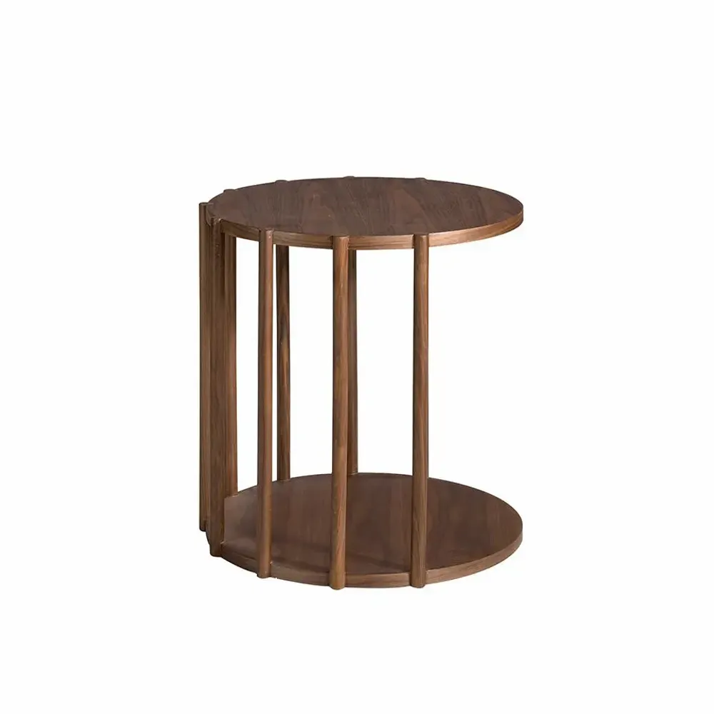 Tables basses - Table d'angle ronde en noyer - ANGEL CERDÁ