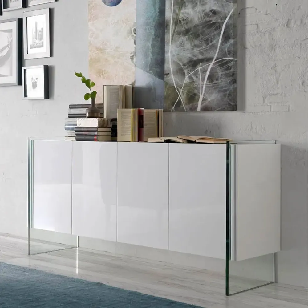 Mobilier et rangements pour bureau - Buffet en verre blanc - ANGEL CERDÁ