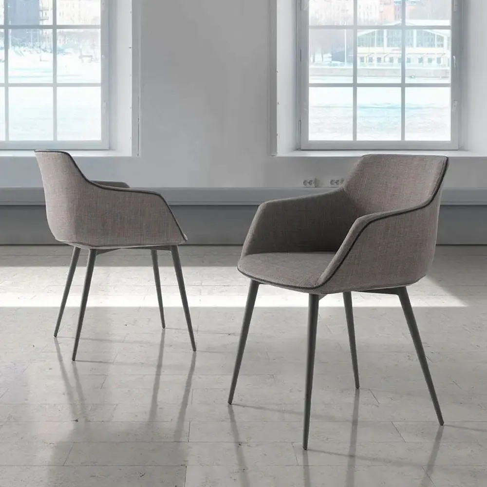 Chairs - Gray dining armchair and black piping - ANGEL CERDÁ