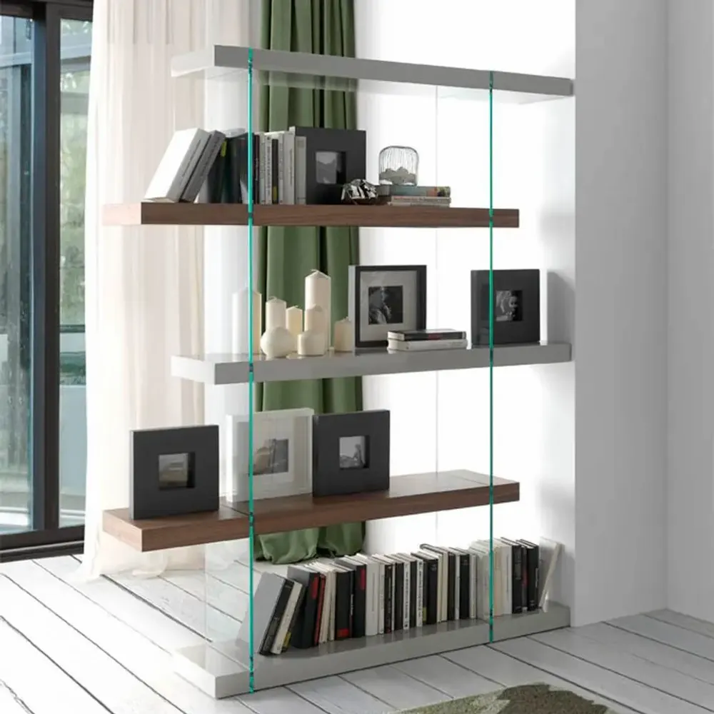 Mobilier et rangements pour bureau - Étagère en bois de noyer et verre - ANGEL CERDÁ