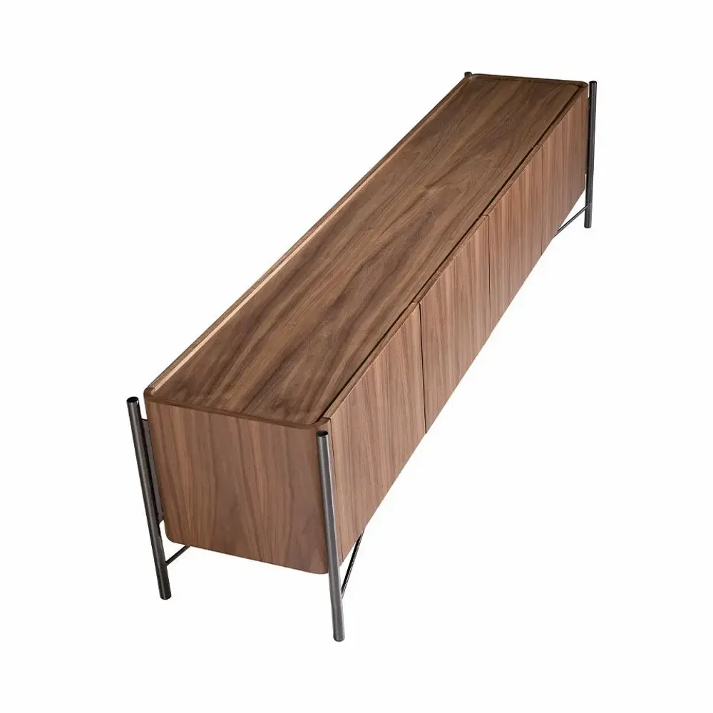Buffets - Meuble TV en bois de noyer et acier foncé - ANGEL CERDÁ