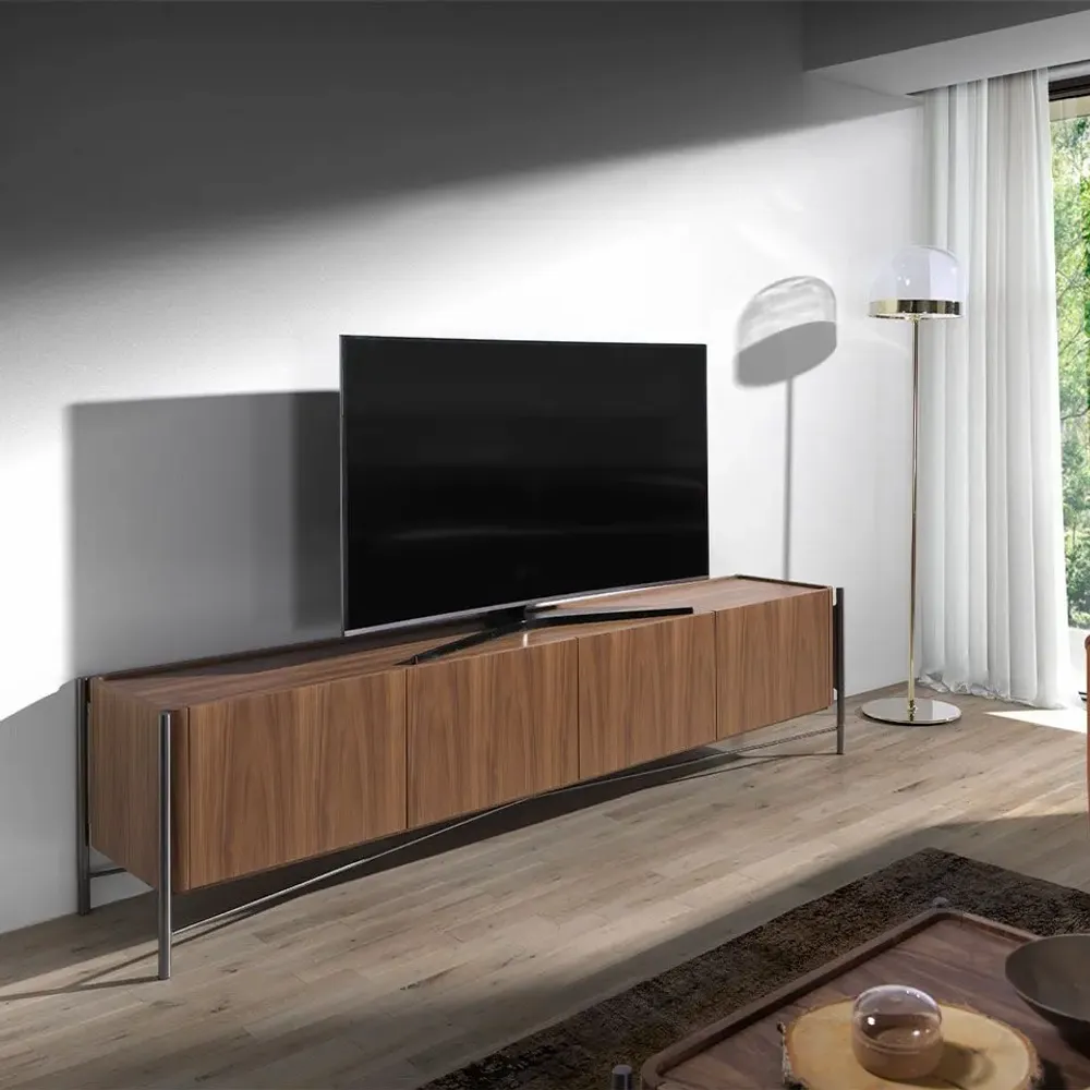 Buffets - Meuble TV en bois de noyer et acier foncé - ANGEL CERDÁ