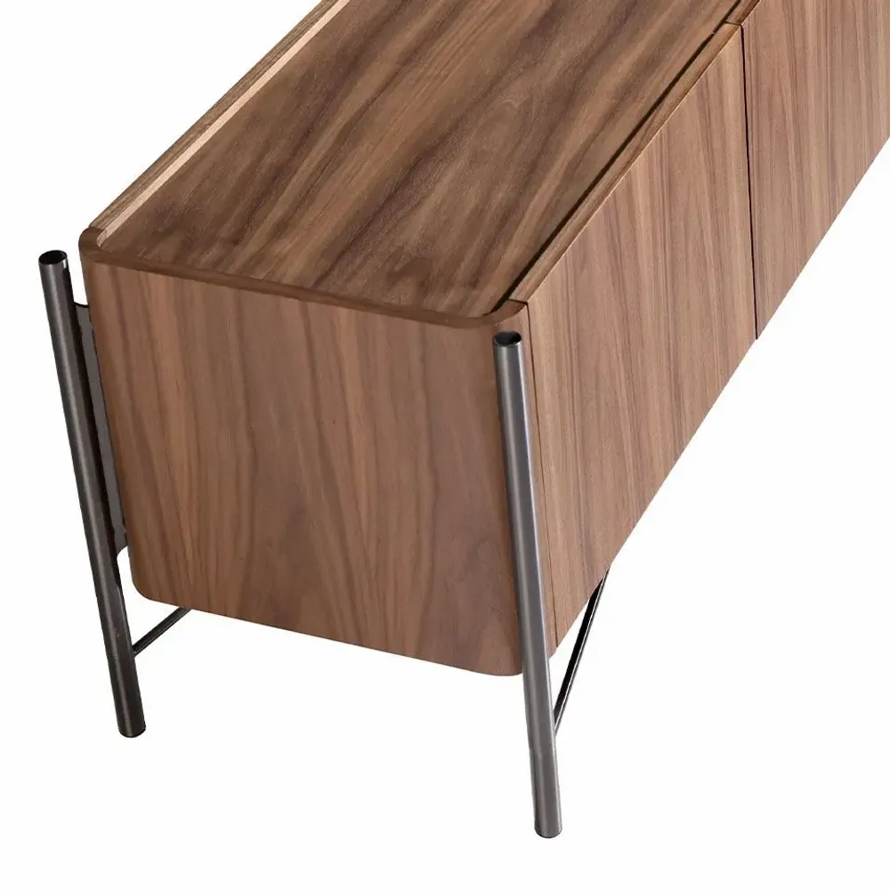 Buffets - Meuble TV en bois de noyer et acier foncé - ANGEL CERDÁ