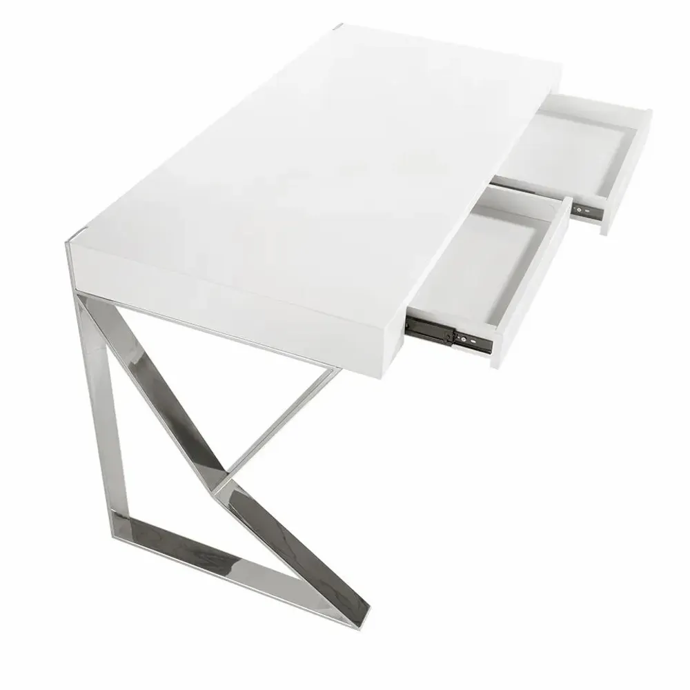 Office furniture and storage - White and steel office desk - ANGEL CERDÁ