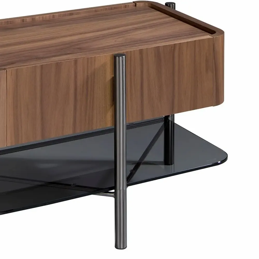 Tables de nuit - Table de chevet en bois de noyer et acier foncé - ANGEL CERDÁ