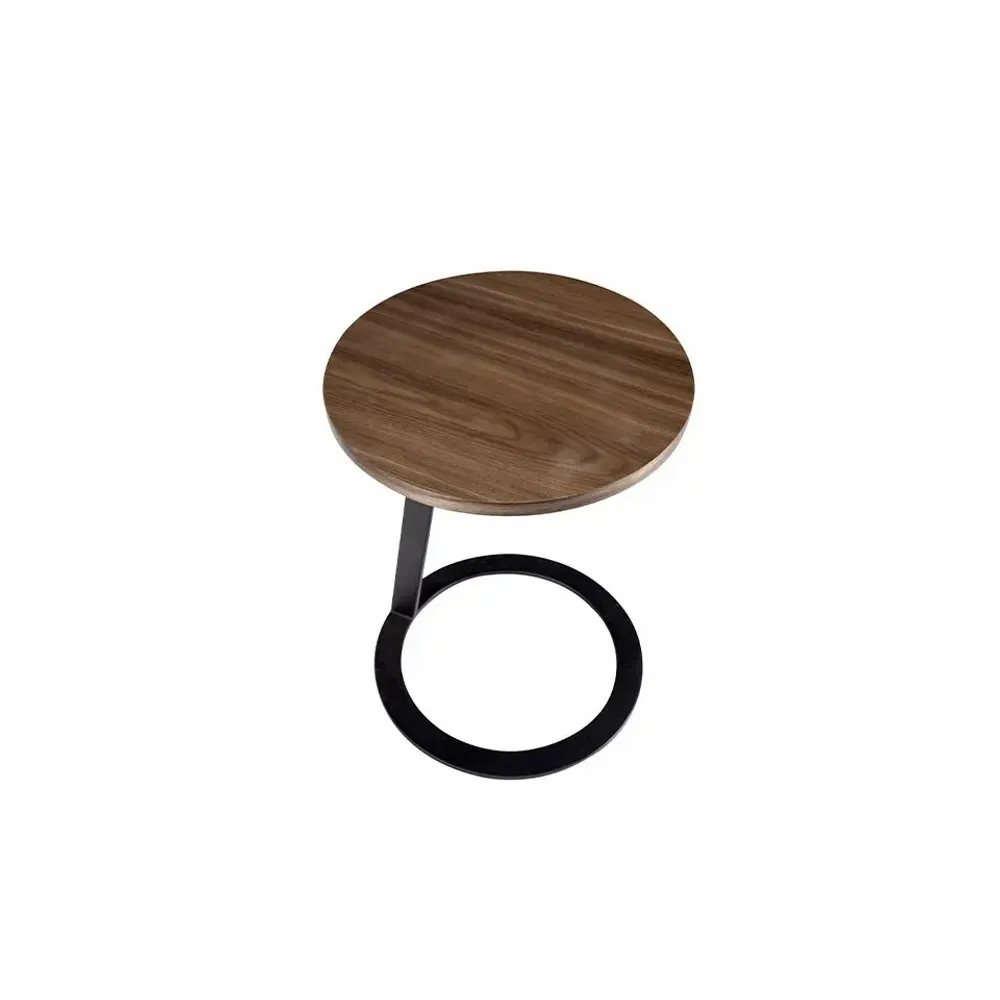 Tables basses - Table d'angle ronde en noyer - ANGEL CERDÁ