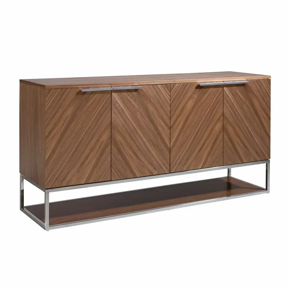 Sideboards - Walnut and chromed steel sideboard - ANGEL CERDÁ