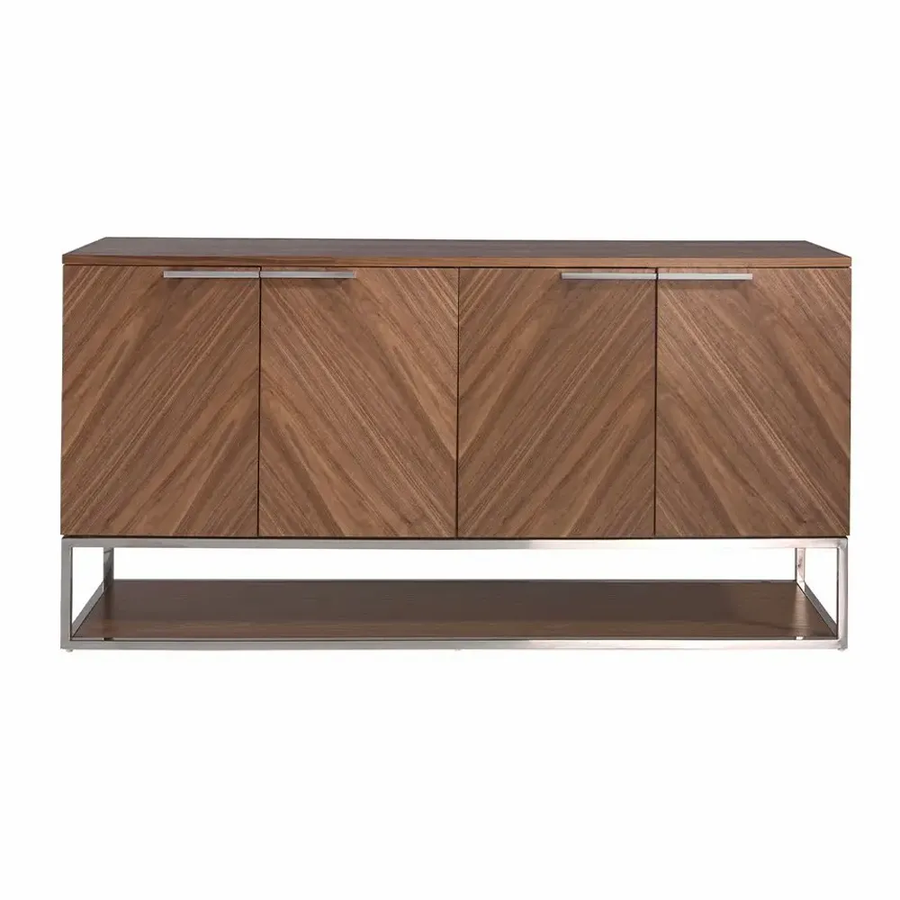 Sideboards - Walnut and chromed steel sideboard - ANGEL CERDÁ