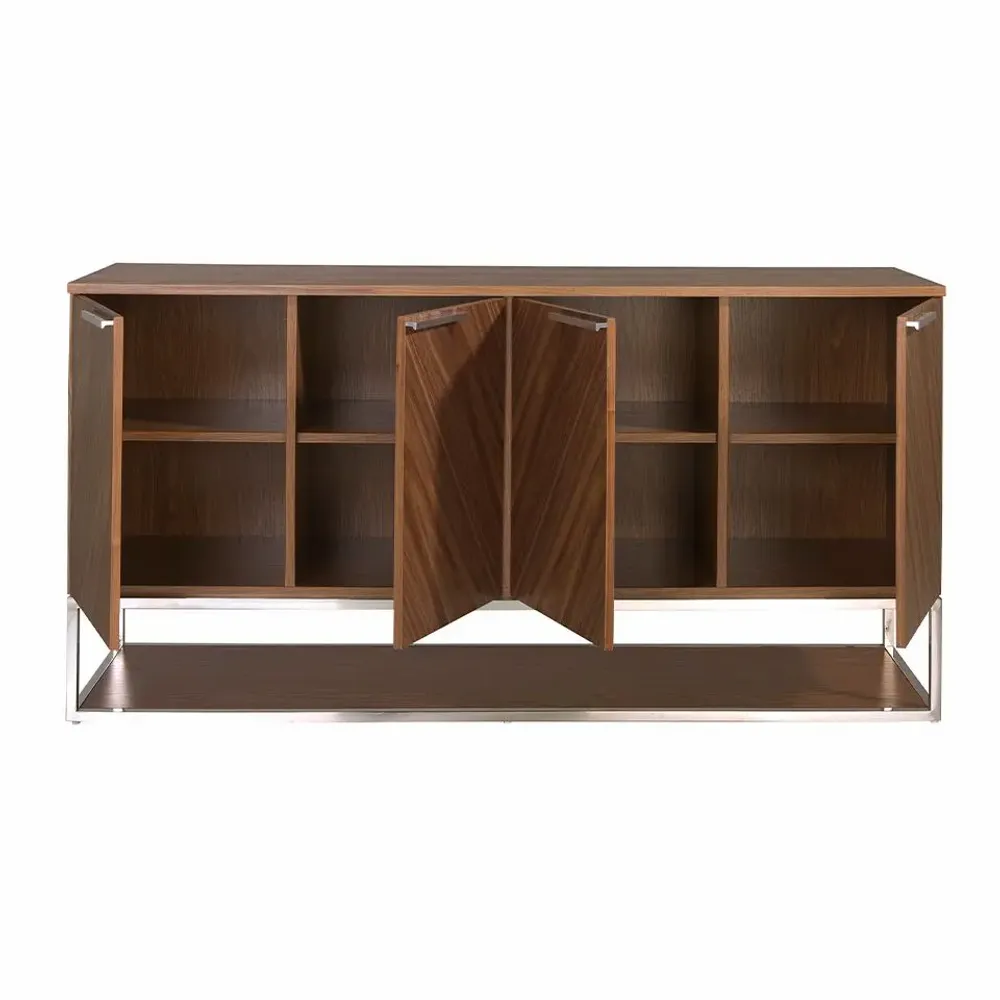 Sideboards - Walnut and chromed steel sideboard - ANGEL CERDÁ