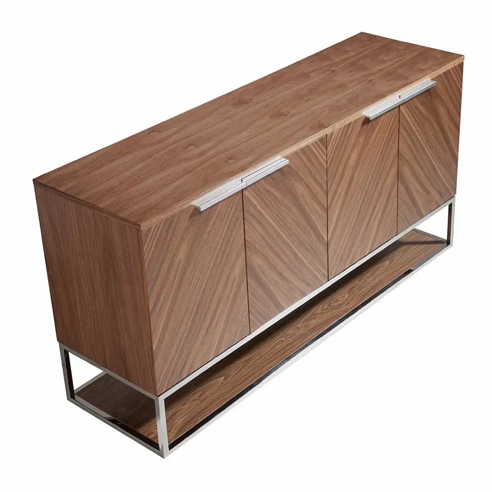 Sideboards - Walnut and chromed steel sideboard - ANGEL CERDÁ