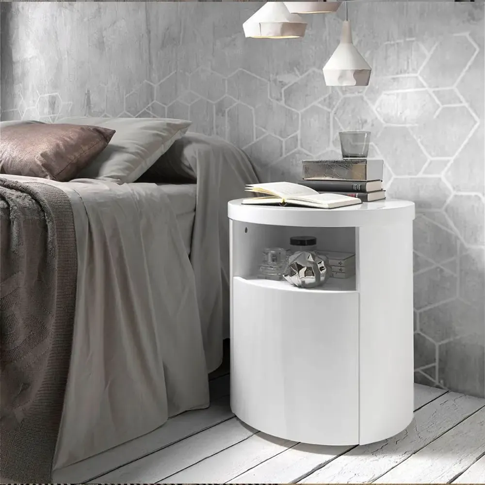 Night tables - Round white bedside table - ANGEL CERDÁ