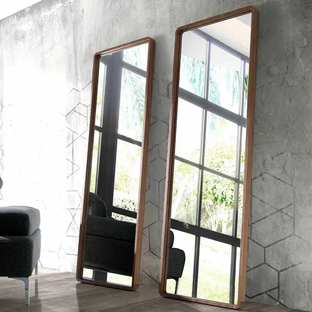 Mirrors - Walnut rectangular foot mirror - ANGEL CERDÁ