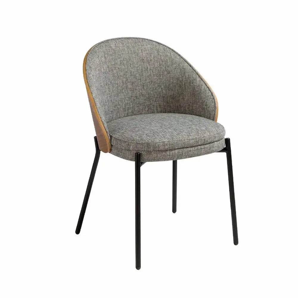 Chairs - Upholstered fabric chair with walnut backrest - ANGEL CERDÁ