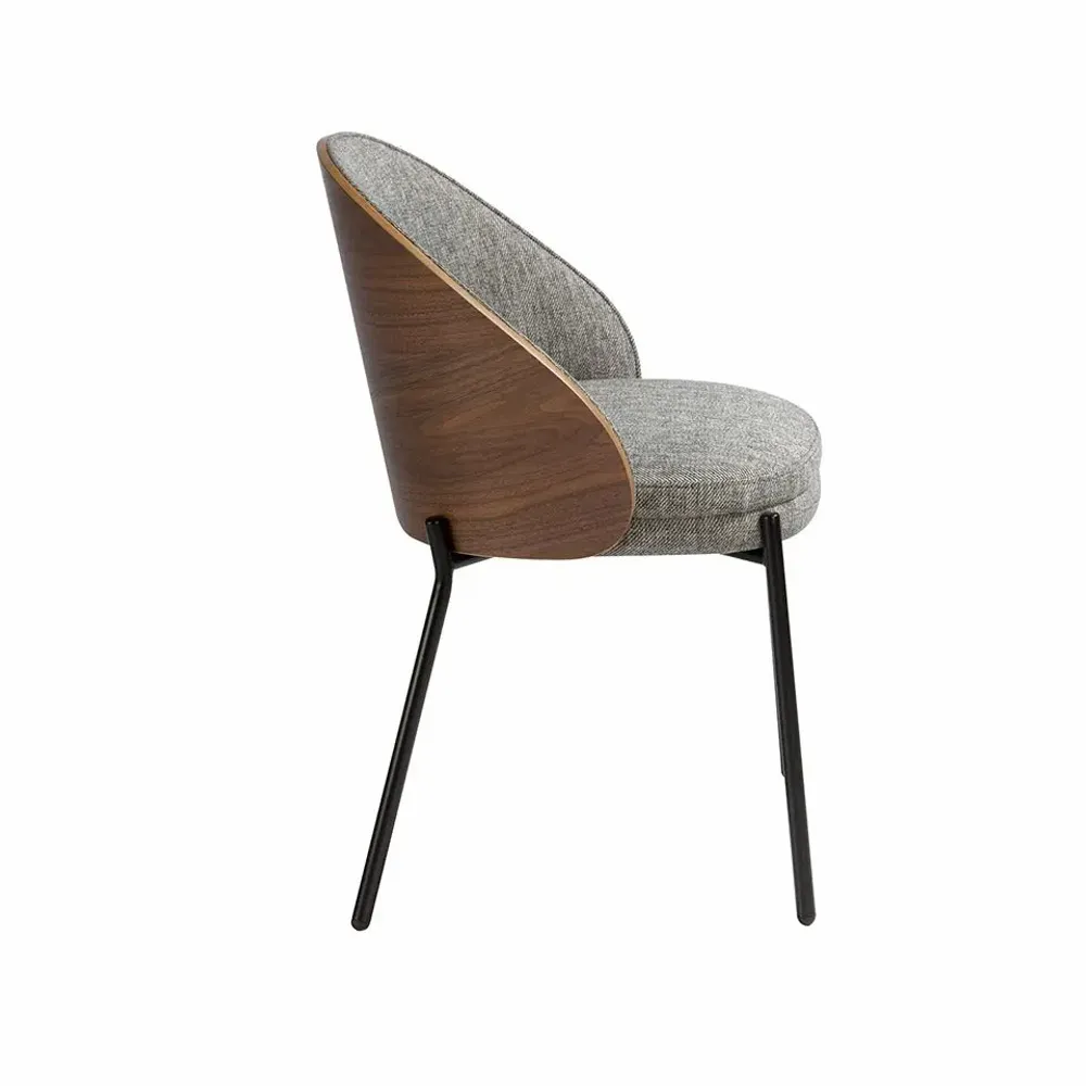 Chairs - Upholstered fabric chair with walnut backrest - ANGEL CERDÁ