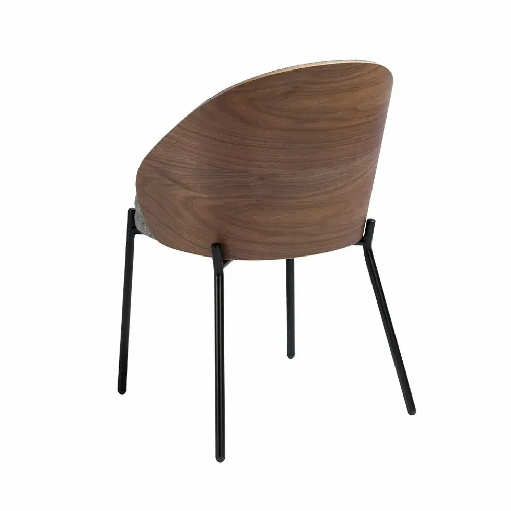 Chairs - Upholstered fabric chair with walnut backrest - ANGEL CERDÁ
