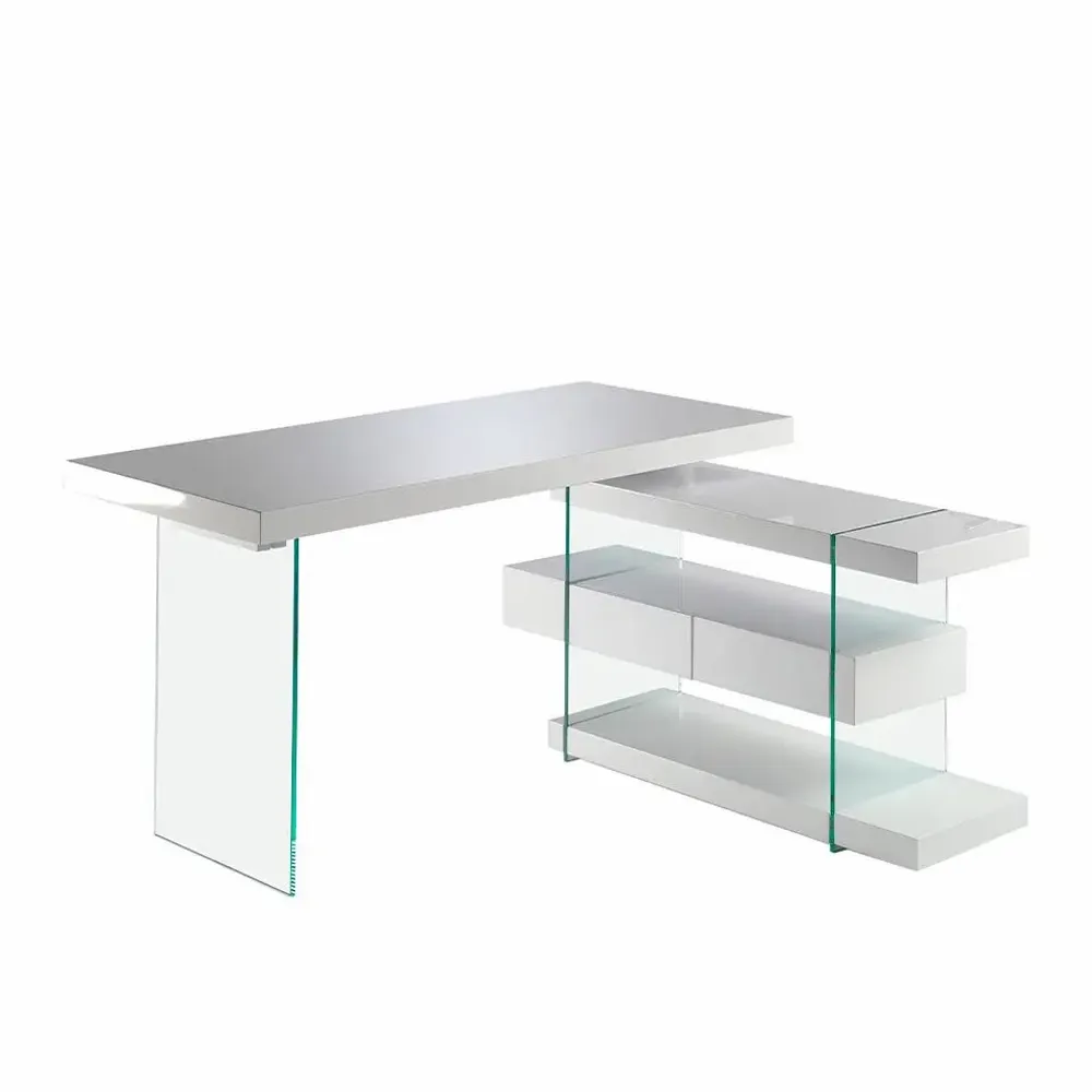 Office furniture and storage - White and glass office desk - ANGEL CERDÁ