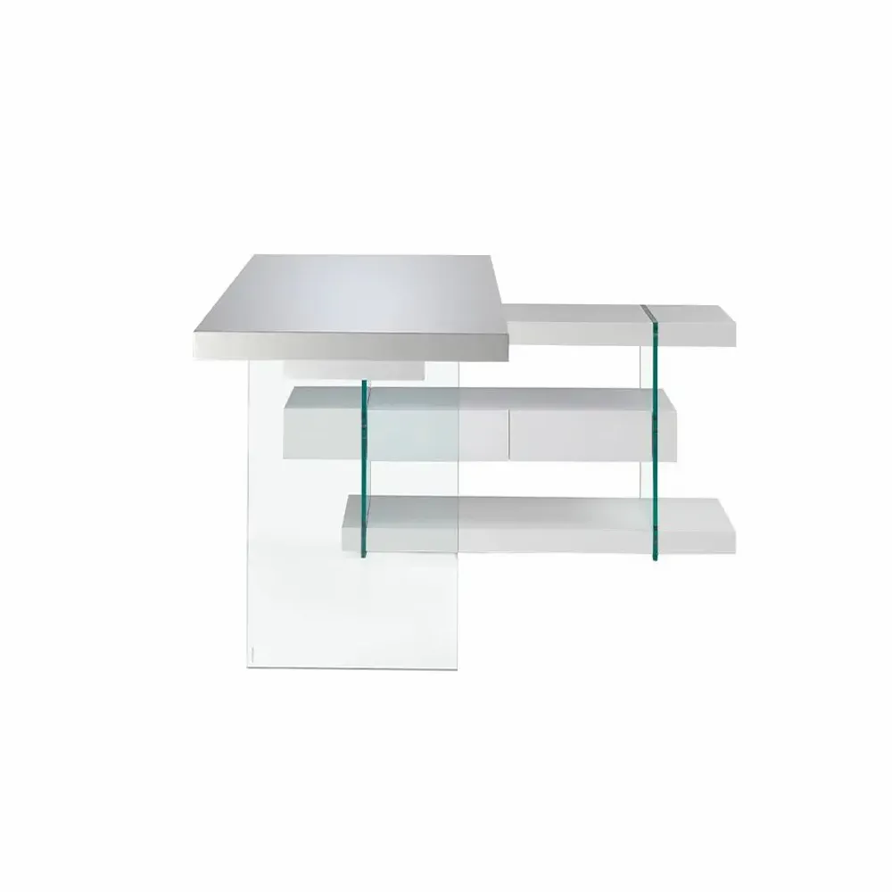 Office furniture and storage - White and glass office desk - ANGEL CERDÁ