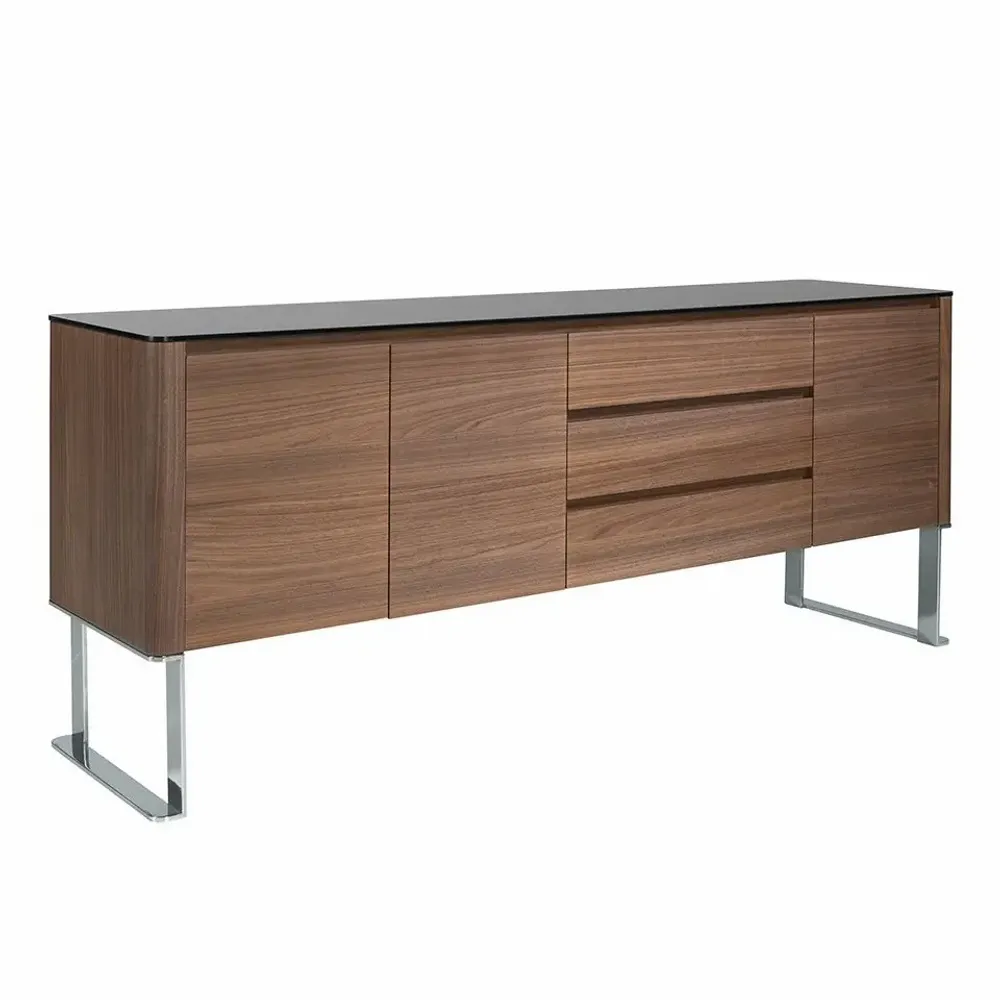 Sideboards - Walnut sideboard and black glass top - ANGEL CERDÁ