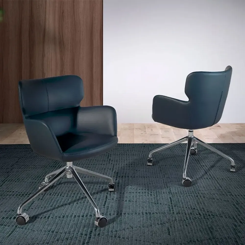 Office seating - Office swivel chair blue leatherette - ANGEL CERDÁ