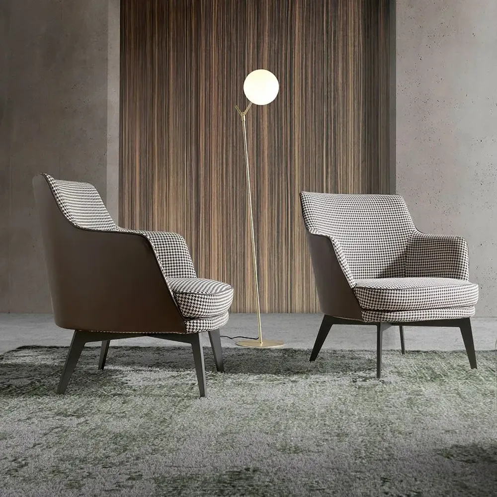 Fauteuils - Fauteuil rembourré en tissu pied-de-poule - ANGEL CERDÁ