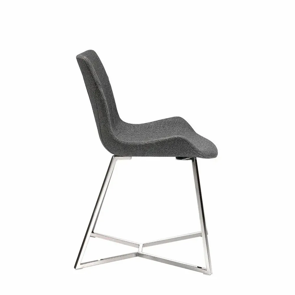 Chaises - Chaise de table à manger rembourrée en tissu gris - ANGEL CERDÁ
