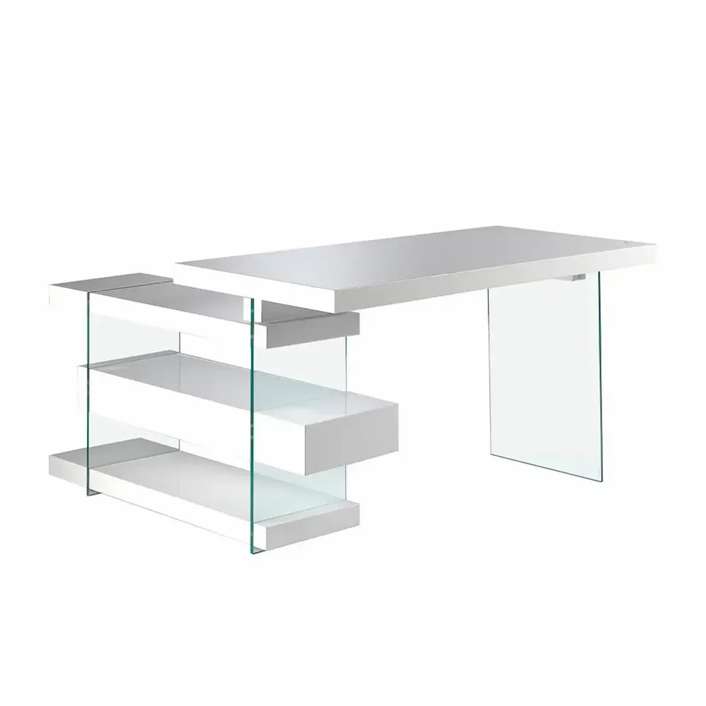 Office furniture and storage - White and glass office desk - ANGEL CERDÁ
