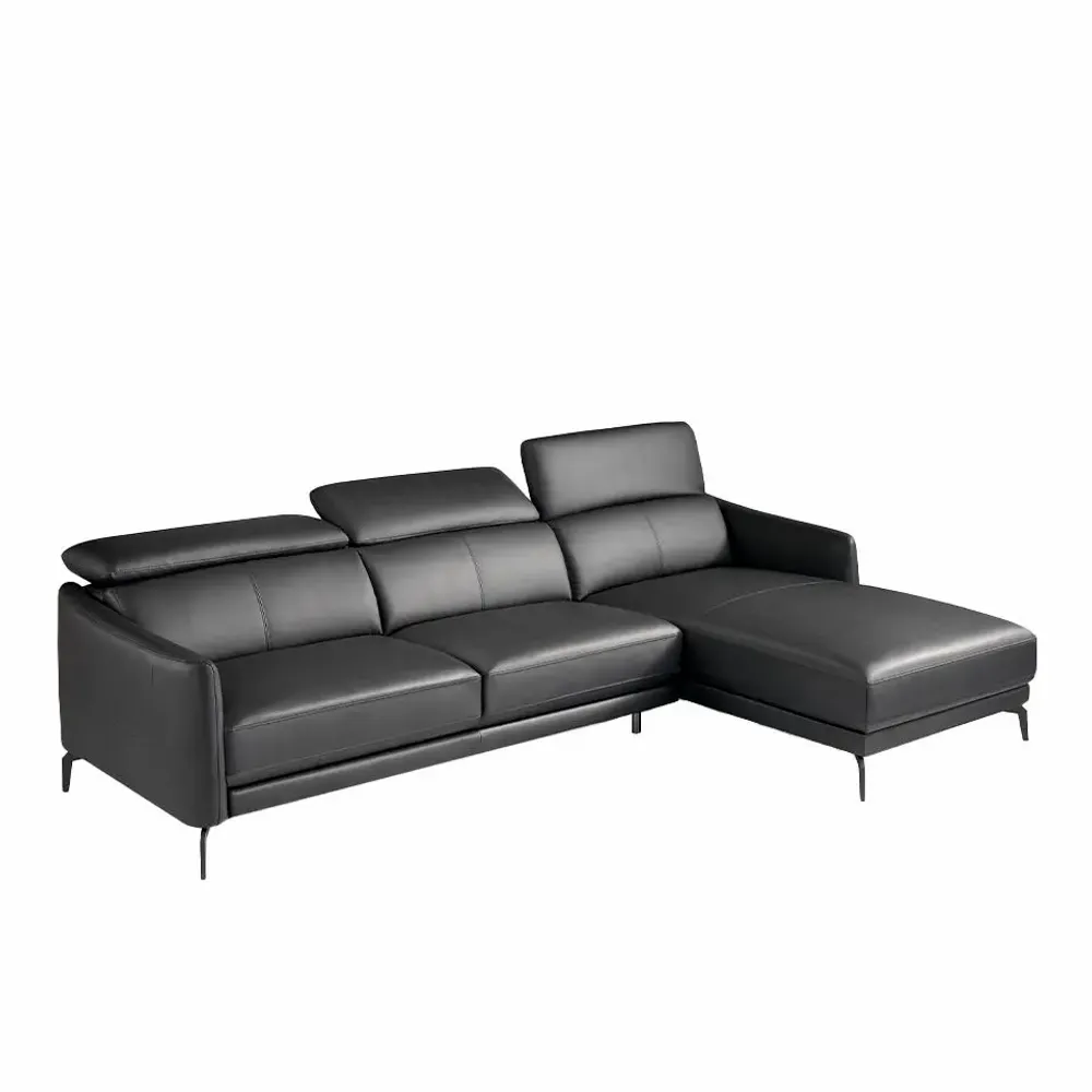 Sofas - Black cowhide chaise longue sofa - ANGEL CERDÁ