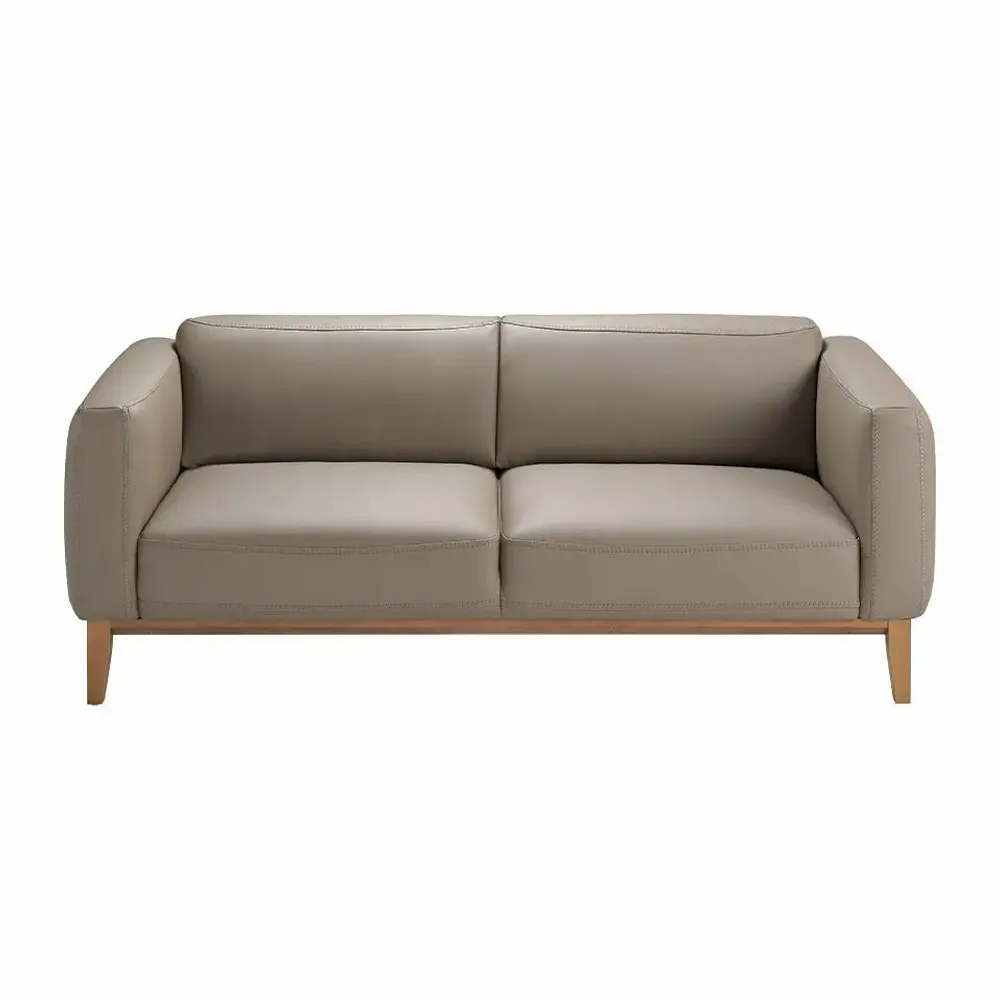 Sofas - 3 seater upholstered leather sofa with walnut details - ANGEL CERDÁ