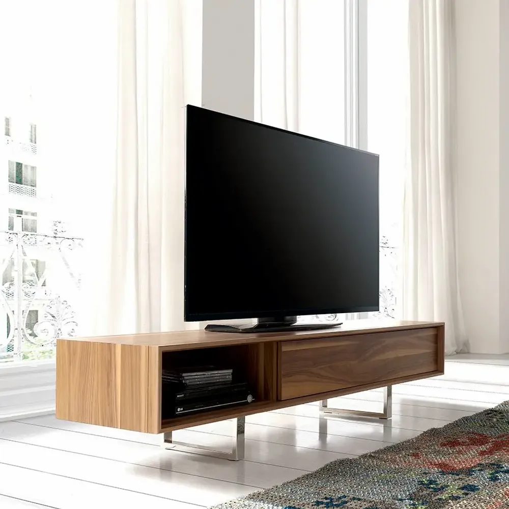 Sideboards - Walnut TV cabinet with steel legs - ANGEL CERDÁ