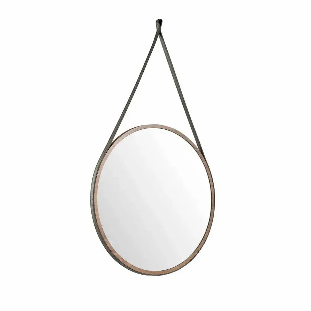 Miroirs - Miroir suspendu rond en ruban de cuir - ANGEL CERDÁ