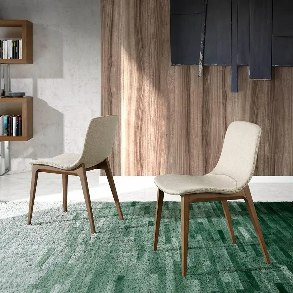 Chairs - Beige fabric upholstered dining chair - ANGEL CERDÁ