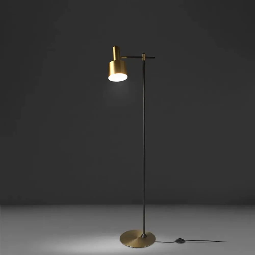 Floor lamps - Floor lamp gold aluminium and black steel - ANGEL CERDÁ