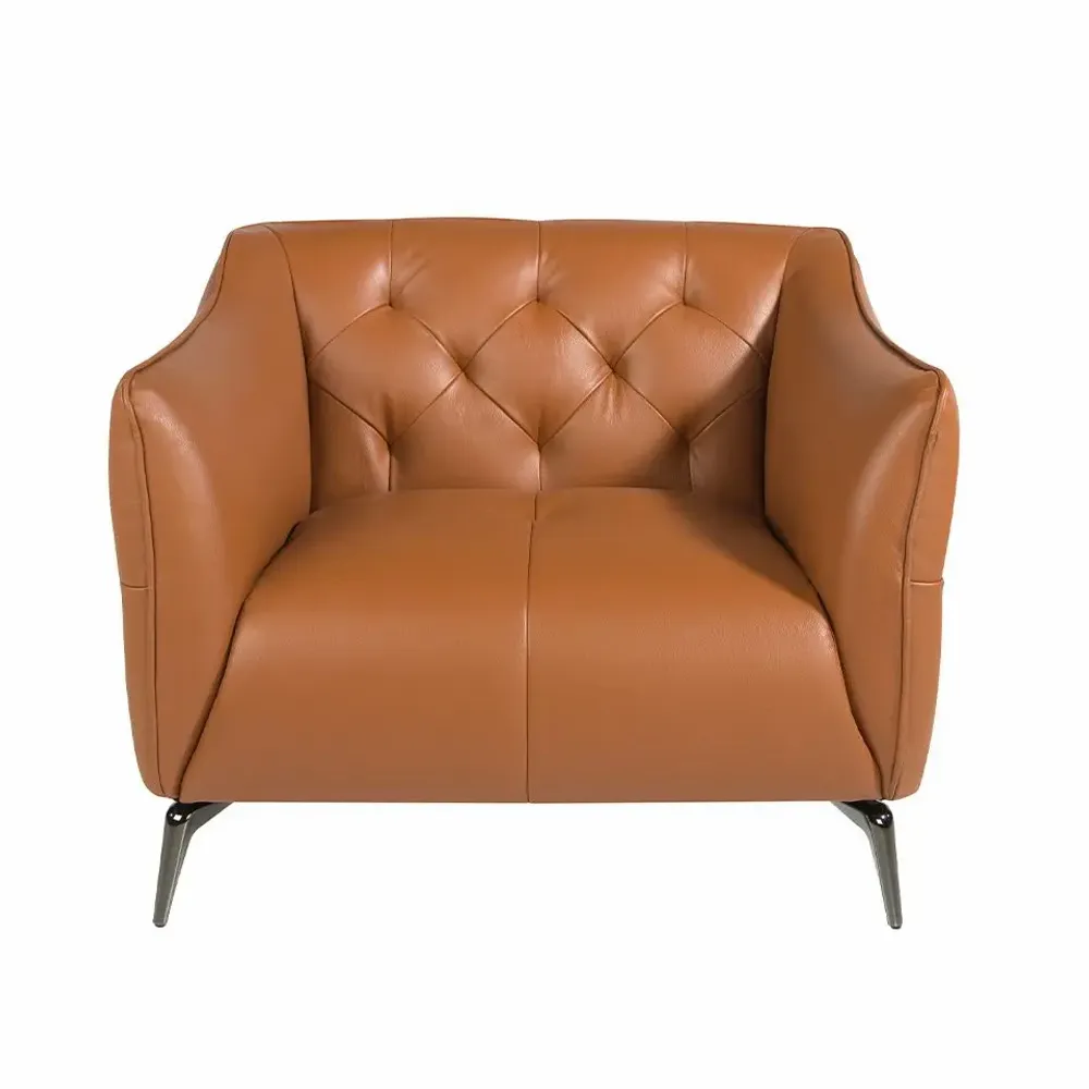 Armchairs - Armchair upholstered in brown leather with capitonné - ANGEL CERDÁ