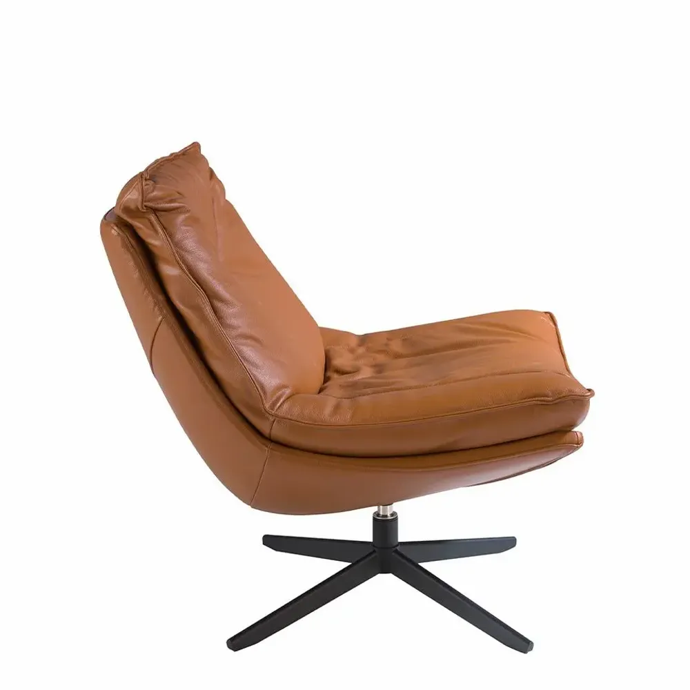 Armchairs - Brown leather upholstered swivel armchair - ANGEL CERDÁ
